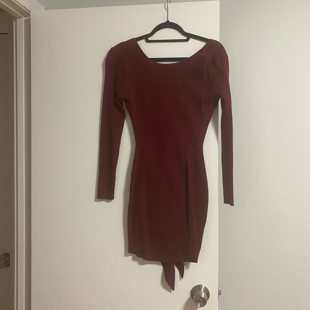 SHEIN Deep Red Long Sleeve Dress